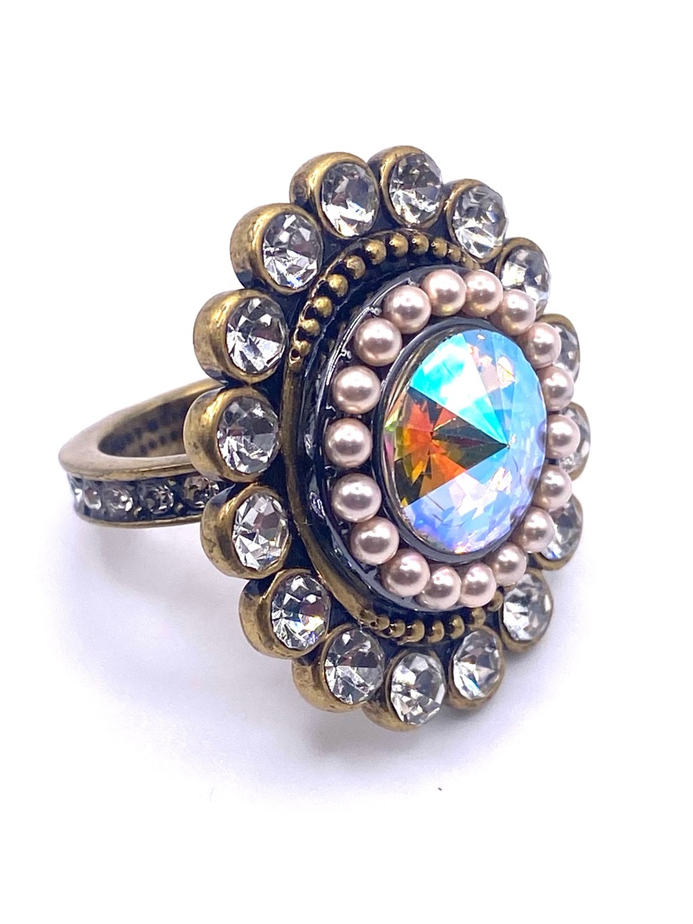 Kurt Geiger OCTAVIA RING Brass Crystal Size 7